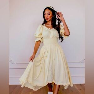 JessaKae Yellow Smocked Dress | size M
